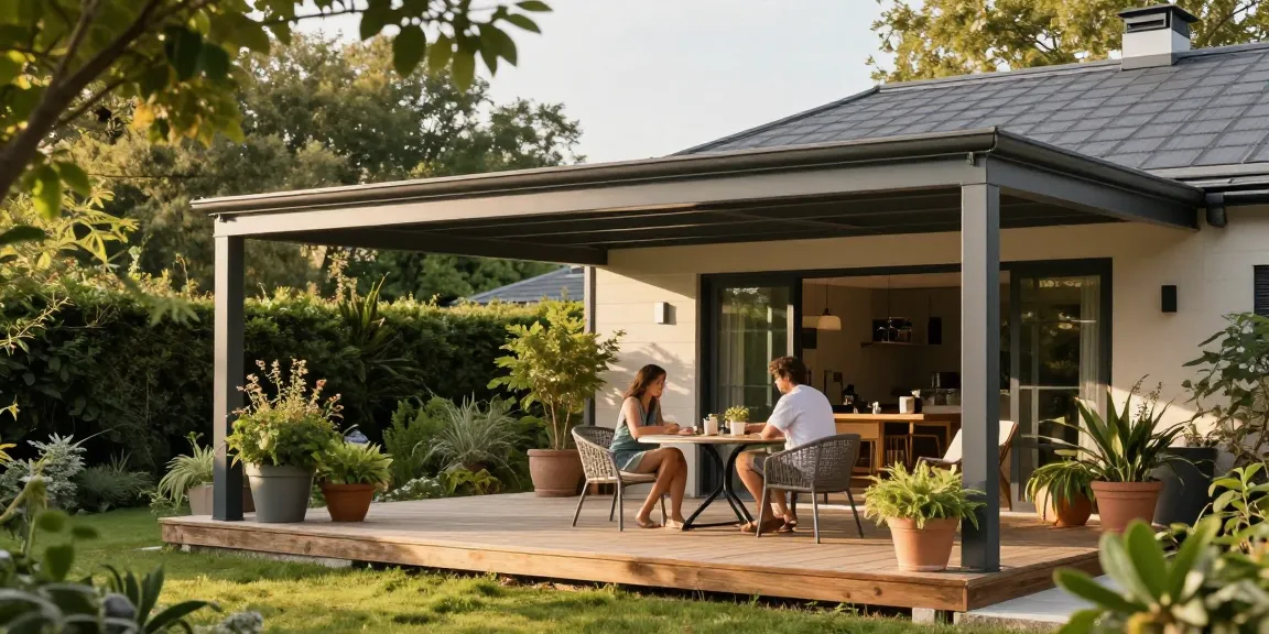 Freistehende Terrassenüberdachung für entspannte Nachmittage im Freien