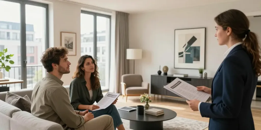 Bester Immobilienmakler Frankfurt zeigt eine moderne Wohnung mit großem Licht.